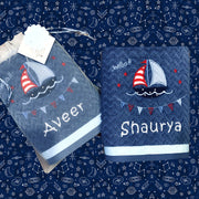Lets Set Sail Blue Chevron Bath Set