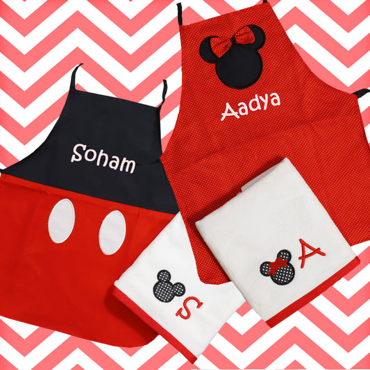 Mickey and Minnie - Apron Set for siblings