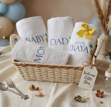 Baby Shower Hamper of 4 Hand Towels